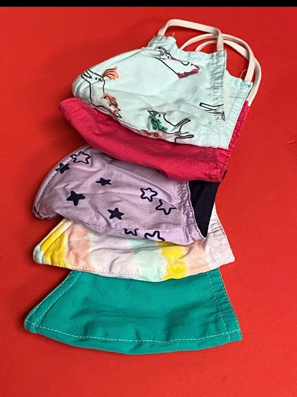 Cat & Jack Lot of 5 Kids Fabric Face Masks